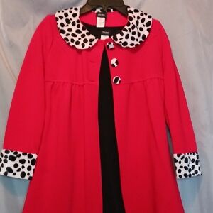 Holiday Editions Girls Little Black Dress With Red Coat Size 10/12-CUTE